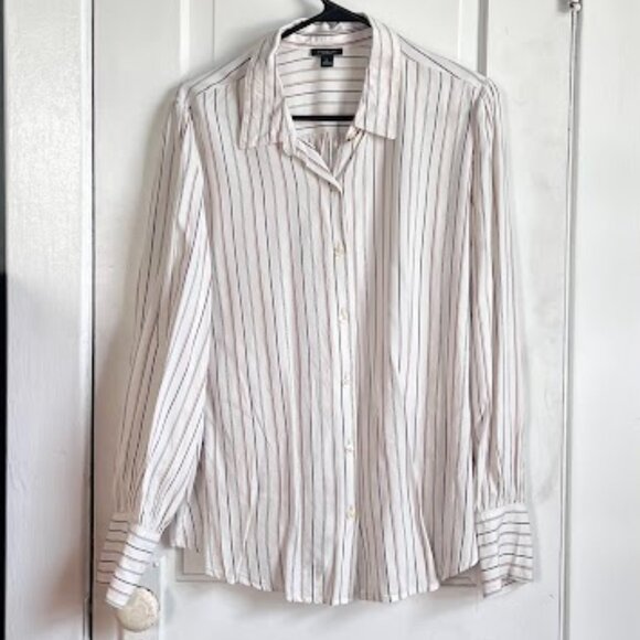Ann Taylor Factory Silky Striped Button Down - Picture 1 of 4